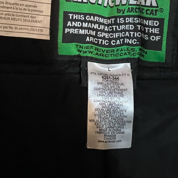 ARCTIC CAT | WOMENS WARM SNOW/RIDING SNOWMOBILING PANTS LARGE - Picture 8 of 9